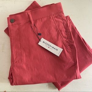 MIZZEN & MAIN Mens Salmon Colored Raw Hem Performance Menswear Pants Size 32